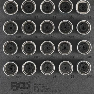 Zlevněný Nářaďový modul 1/6 - BGS109557 Nástrčné hlavice 17 mm pro bezpečnostní šrouby pro Opel/Vauxhall (typ B) Sada 20 dílů (BGS109557)