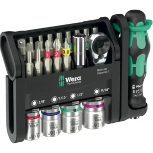 Wera 049001 Bity, hlavice a ráčna 1/4" Tool-Check Modular Imperial 1 s držákem 889/4/1 K - palcové (Sada 21 dílů) (W05049001001) Sezónní Sleva