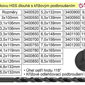 Vrták do kovu HSS3,0x100mm prodloužený Must-Have