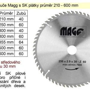 Pilový kotouč s SK plátky 205x30mm 60 zubů Magg Nejlepší Volba