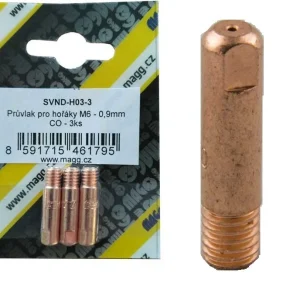 Pouze Dnes Průvlak pro hořáky, závit M6 - 0,9 mm, 6x25mm, Cu, sada 3ks