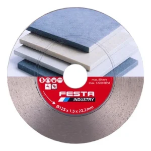 FESTA INDUSTRY Kotouč diamantový řezný/brusný 125x1,5x22.2mm, celoobvodový, mokré řezání Doprava Zdarma