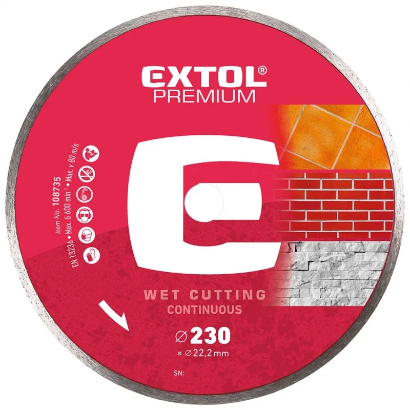 Značkový EXTOL PREMIUM kotouč diamantový řezný 150x22,2mm TURBO - suché i mokré řezání 108753