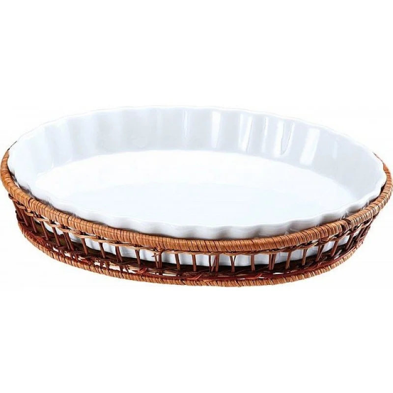 Akční Cena WELLBERG Porcelánová servírovací miska v košíku ovál 28 x 21 cm WB-10306