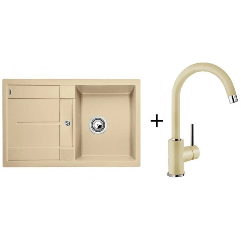 Značkový BLANCO Set dřez METRA 45 S Silgranit + baterie MIDA béžová champagne