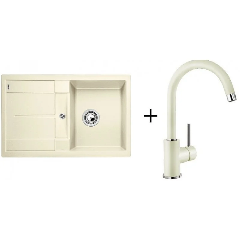 Značkový BLANCO Set dřez METRA 45 S Silgranit + baterie MIDA jasmín