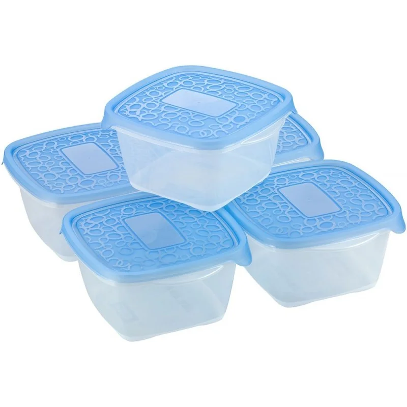 Akční Cena CURVER TAKE AWAY 2 sada dóz čtverec, 18 x 16 x 15 cm, 1,1 l, transparentní/modrá, 00475-862