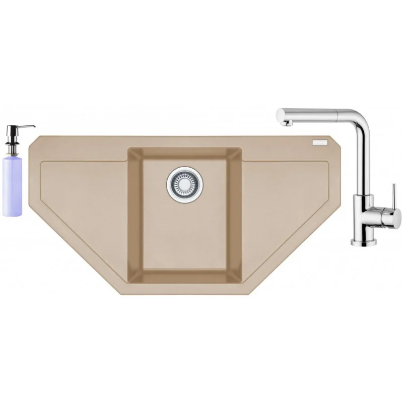 Akční Cena FRANKE SET G86 granitový dřez MRG 612 E pískový+baterie FN 0147+dávkovač FD 300