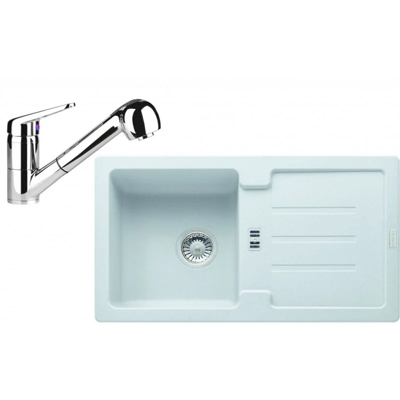 Aktuální Franke SET G82 granitový dřez STG 614-78 bílá led+baterie FC 9547 chrom 114.0365.744