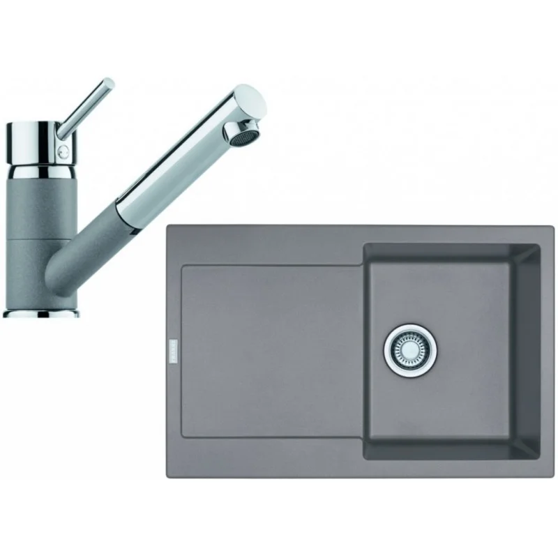 Značkový Franke SET G72 granitový dřez MRG 611 šedý kámen+baterie FC 7486 šedý kámen 114.0365.286