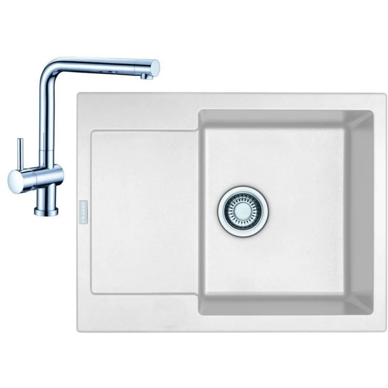 Zlevněný Franke SET G7 granitový dřez MRG 611-62 bílá led + baterie Samoa chrom 114.0120.339