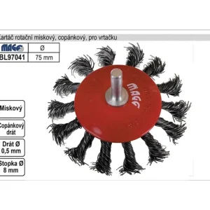 Akce Kartáč rotační miskový75mm copánkový pro vrtačku (TR253130)