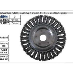 Akční Nabídka Kartáč rotační radiální 150mm copánkový pro úhlovou