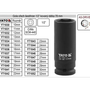 Akce Gola ořech šestihran 1/2" kovaný prodloužený 25mm
