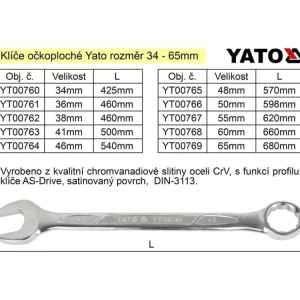 YATO Očkoplochý klíč 60mm CrV Omezená Nabídka
