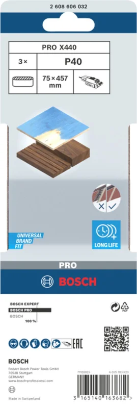 3x Brusný pás Bosch PRO X440 75 x 457 mm G40 2608606032 Cenová Bomba