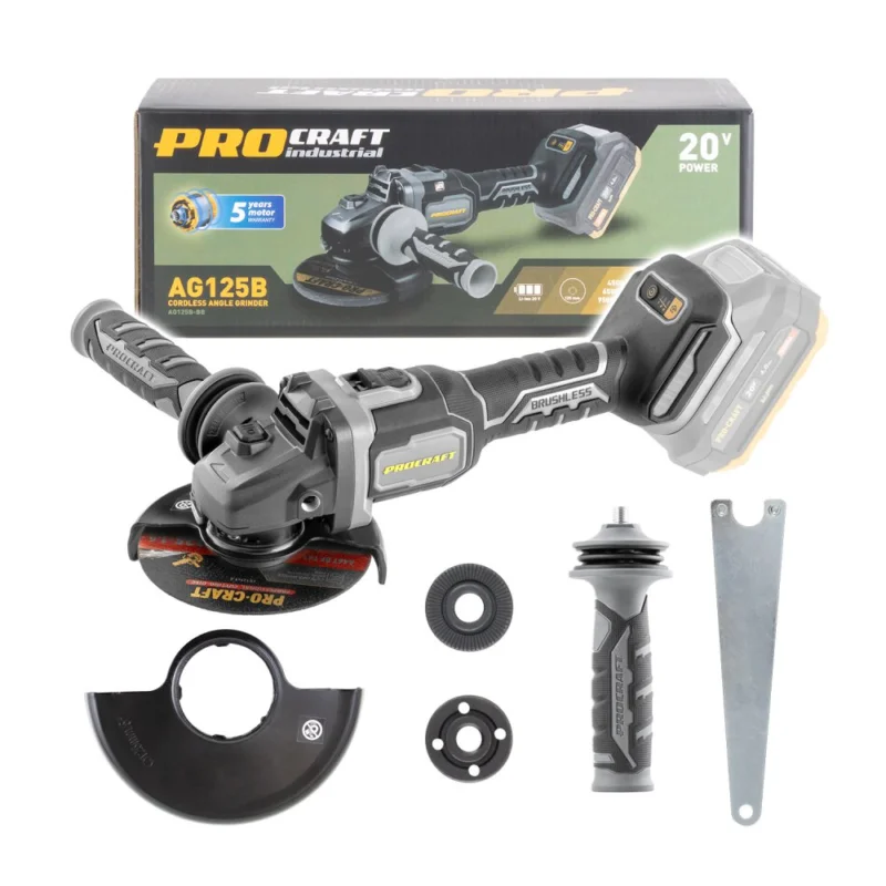 Akce Procraft Industry AG125B-BB aku úhlová bruska 125mm 20 V bez aku
